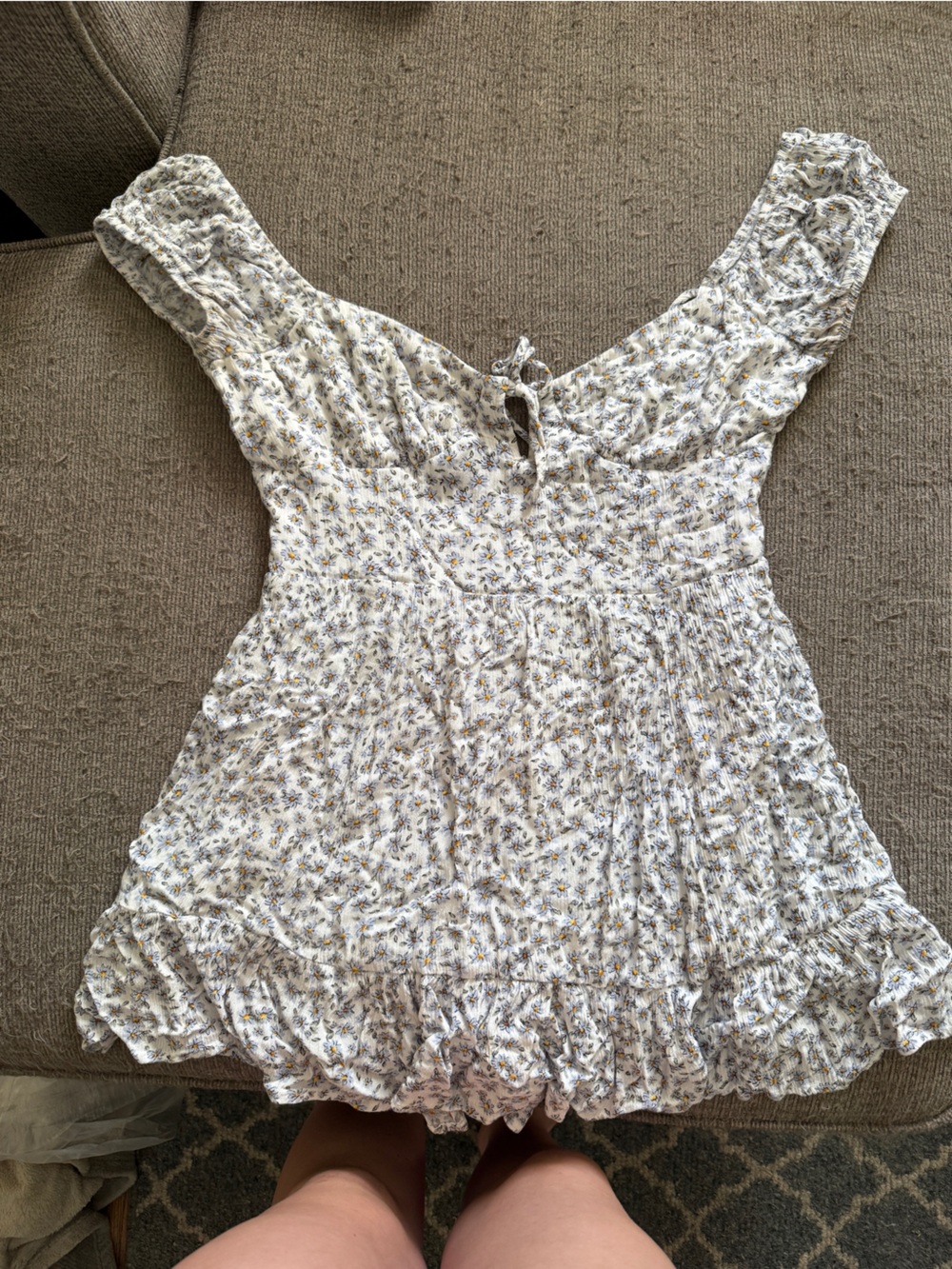 Garage Cream Floral Smocked Babydoll Romper